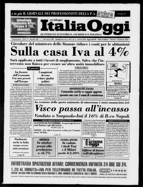 Italia oggi : quotidiano di economia finanza e politica